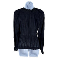 Sea New York NEW Charlotte Black Embellished Long Sleeve V Neck Top Size S