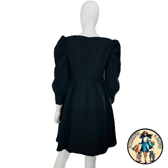Pomander Place NEW Black Andie Puff Long Sleeve Square Neck Mini Dress Size XS