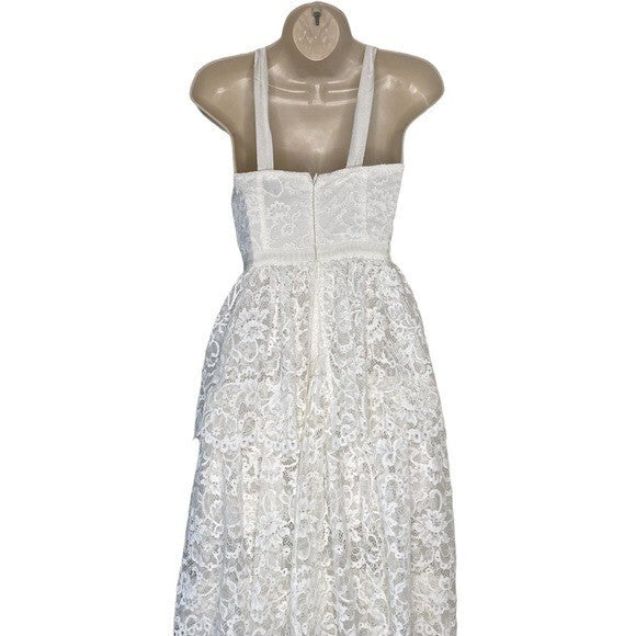 REVOLVE NBD Formal White Lace Love My Way Side Slit Maxi Dress Gown Size XXS