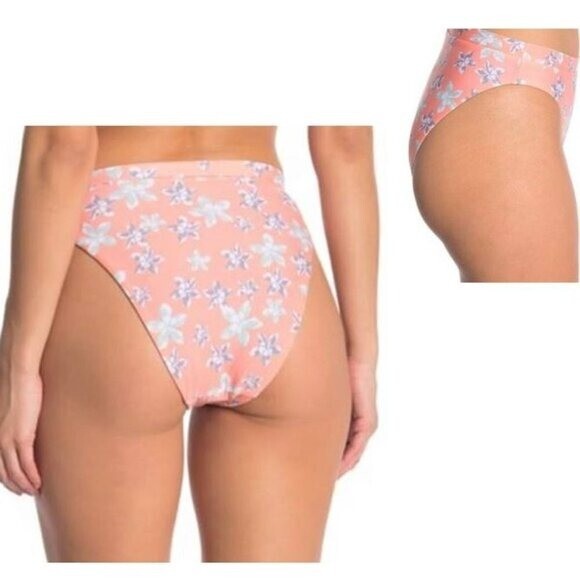Becca French Cut Hi Leg Floral Bikini Swim Bottoms NEW Size L