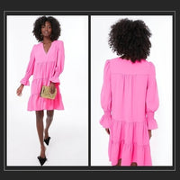 Pomander Place | NEW Electric Pink Crepe Kenzo Dress Size L