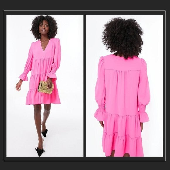Pomander Place | NEW Electric Pink Crepe Kenzo Dress Size L
