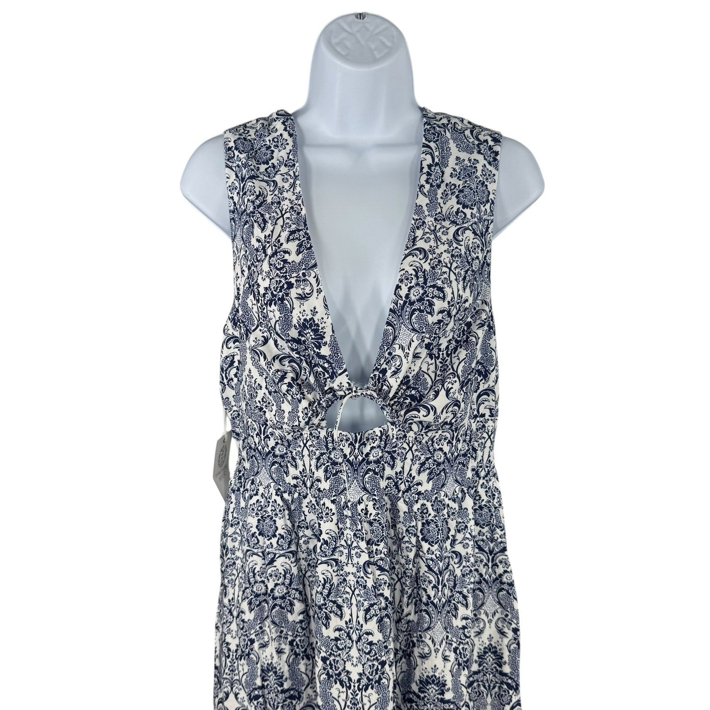 Hyacinth House NEW Navy Scroll Print Toula V Neck Sleeveless Maxi Dress Size XXL