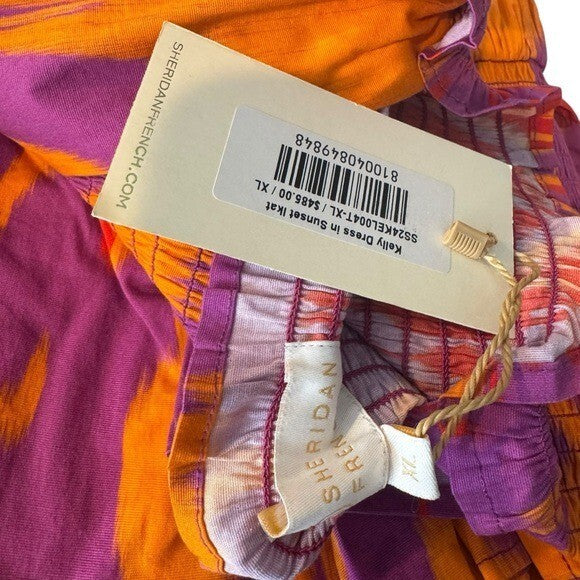 Sheridan French NEW Kelly Maxi Bow Dress in Sunset Ikat Purple Orange Size XL