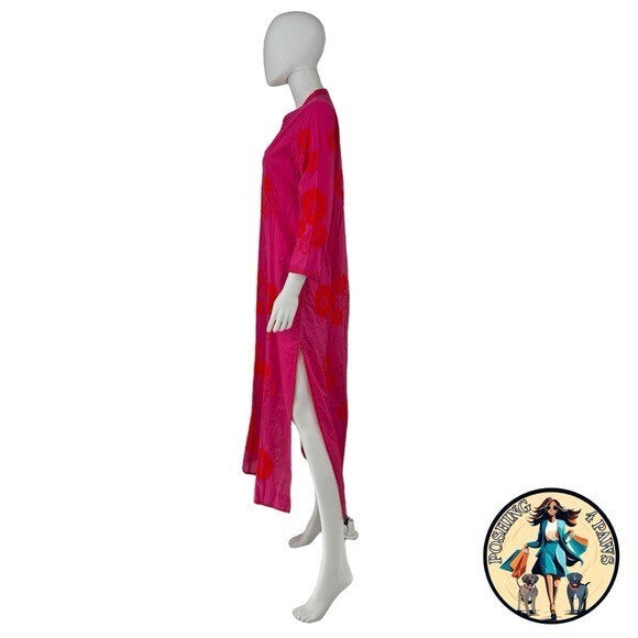 Nimo with Love NEW Pink and Orange Embroidered Sapphire Long Kaftan Size M