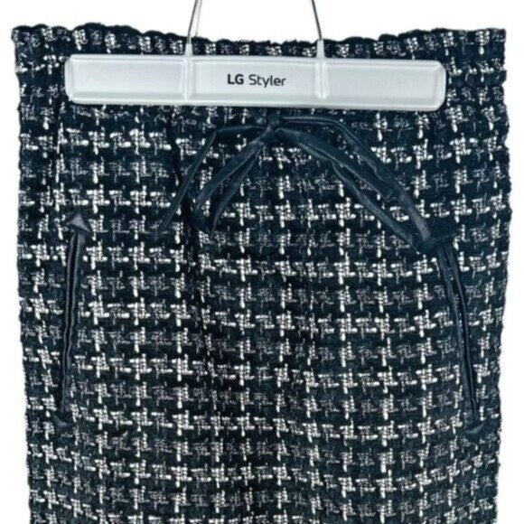 Tuckernuck NEW Black Plaid Onyx Cece Tweed Retro High Rise Midi Skirt Size L