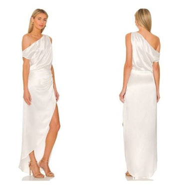 NONchalant Label | NEW Dinah One Shoulder Satin Formal Maxi Dress White Size XS