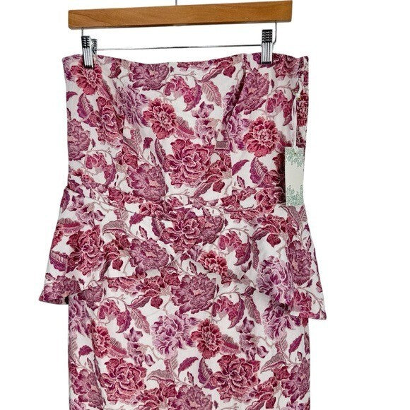 Hyacinth House NEW Rosewood Floral Roxanne Strapless Formal Midi Dress Size XL