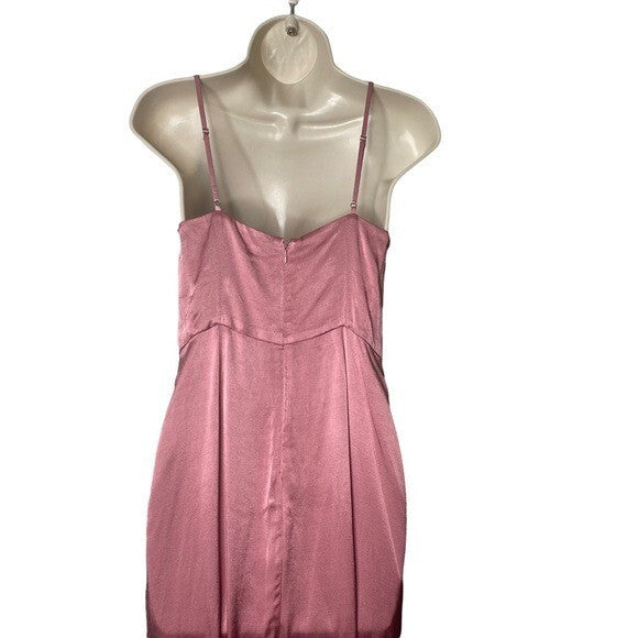 REVOLVE NBD Lila Satin Cowl Neck Formal Long Dress Gown in Mauve Pink Size S NEW