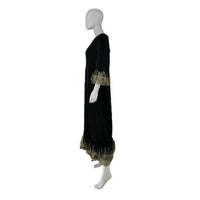 Pomander Place NEW Black Lillith Gold Lace Formal Maxi Dress Size L