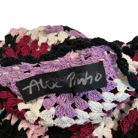 Alix Pinho | NEW Hastanking Open Knit Crochet Mini Dress in Multicolor Size M