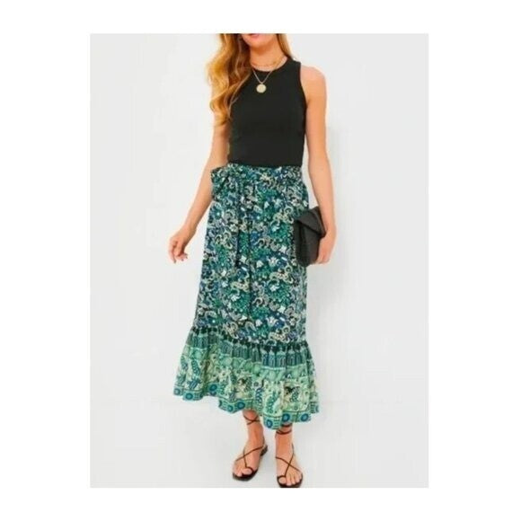 Tuckernuck | NEW Batik Floral Hampton Pull On Cotton Maxi Skirt Size L