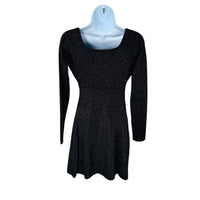 Hyacinth House NEW Black Metallic Long Sleeve Selena Knit Mini Dress Size XXS