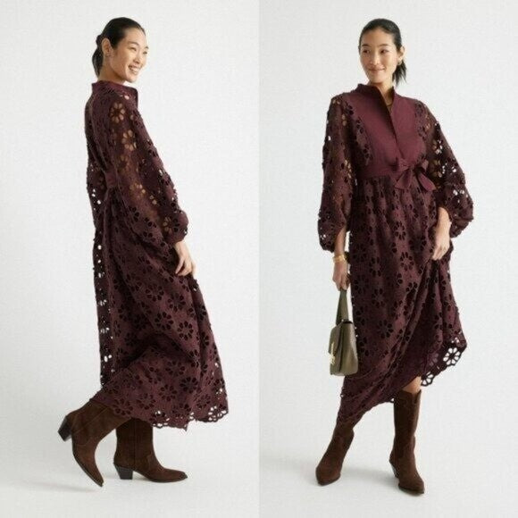 Tuckernuck NEW Merlot Lace Calliope Long Sleeve Chic Maxi Dress Size XL
