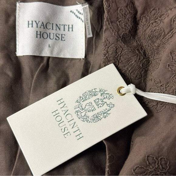 Hyacinth House | NEW Brown Becca V-Neckline Bell-Sleeved Mini Dress Size L