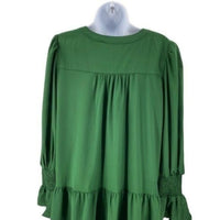 Pomander Place NEW Hunter Green Crepe Kenzo Long Sleeve Party Mini Dress Size S