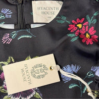 Hyacinth House NEW Black Floral Silky Riley Short Sleeve Maxi Dress Size XXS