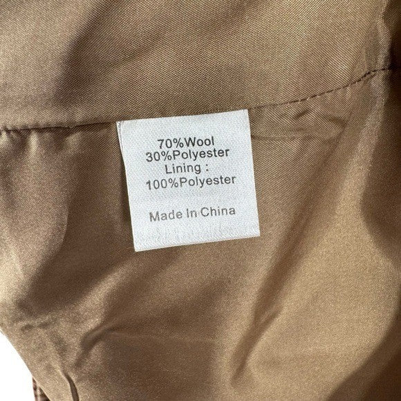 Tuckernuck NEW Brown Houndstooth Kensington Winter Wool Pea Coat Size XL