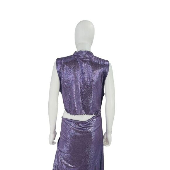 Camila Coelho NEW Marge Formal Metallic Cut Out Midi Dress in Lilac Size XL
