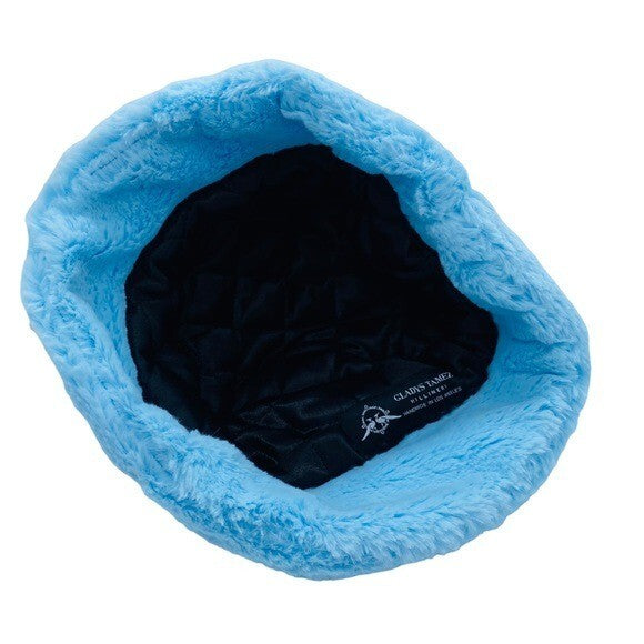 Gladys Tamez Millinery NEW Faux Fur Y2K Bucket Hat in Baby Blue One Size
