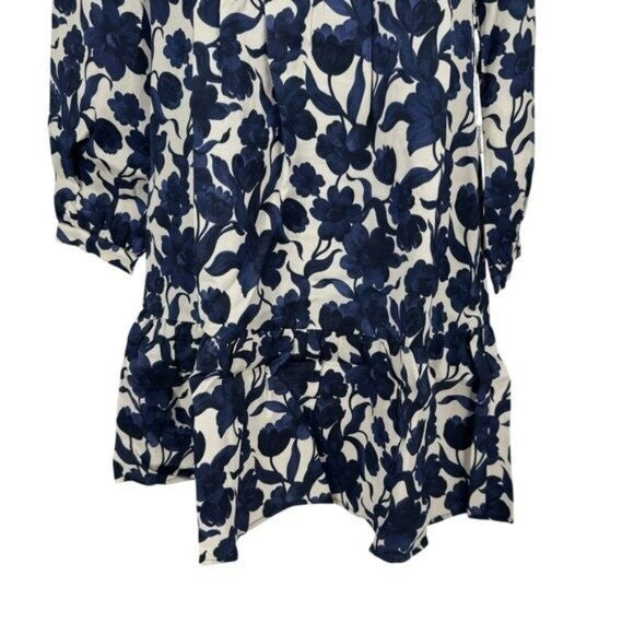 Tuckernuck NEW Blue Poppy Palmerston Drop Waist Long Sleeve Mini Dress Size L