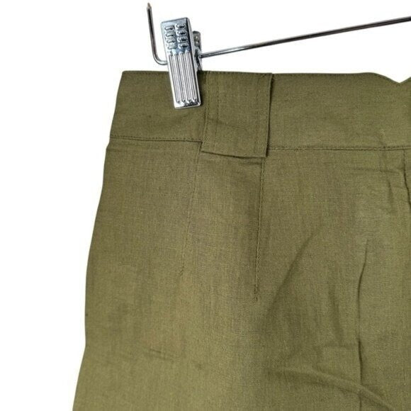 Tuckernuck NEW Army Green Safari Linen High Waist Pleated Shorts Size M