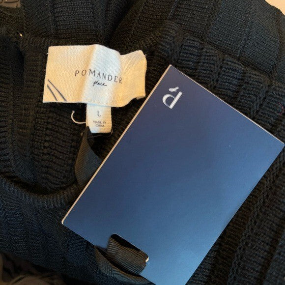 Pomander Place NEW Black Knit Adi Sleeveless A Line Classic Mini Dress Size L