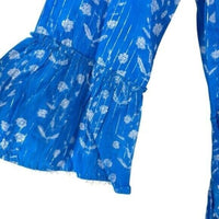 Juliet Dunn NEW Sapphire Small Flower Lurex Flared Sleeve Mini Dress Size L