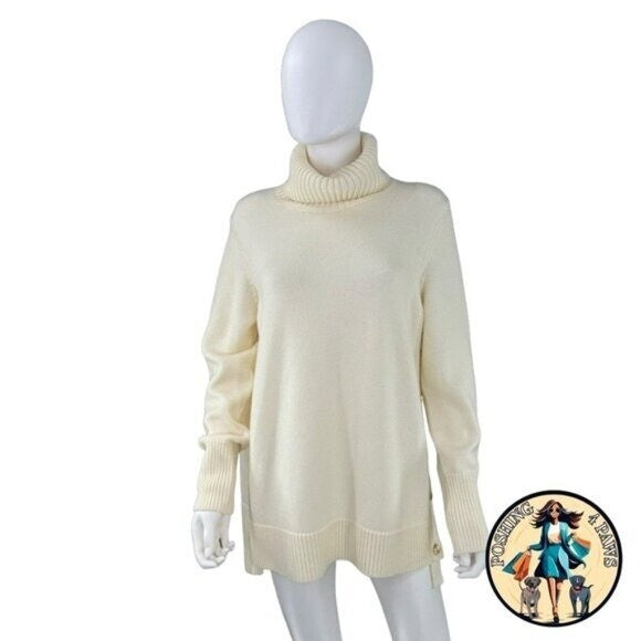 Tuckernuck NEW Winter White Sophia Wool Knit Turtleneck High Low Sweater Size XS