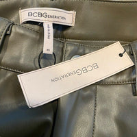BCBGeneration | NEW Straight Cut Cropped Vegan Leather Pant in Olive Size XS