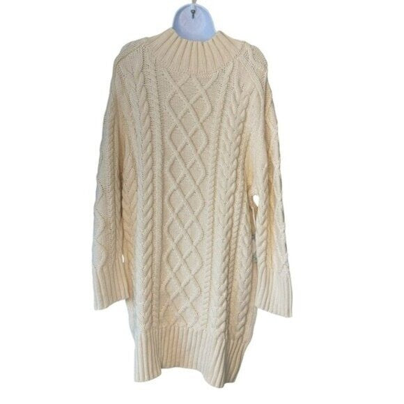 Hyacinth House NEW Cream Whistler Chunky Cable Knit Sweater Dress Size XL