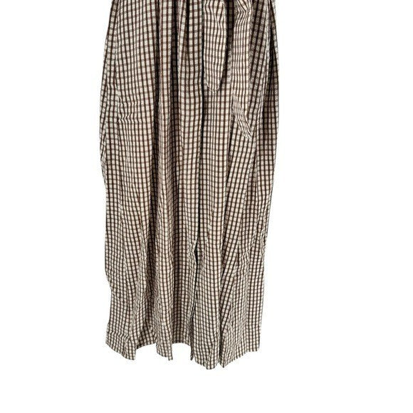 Pomander Place NEW Brown Gingham Seersucker Zacara Maxi Dress Size XL