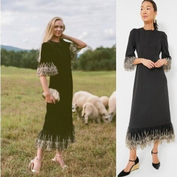 Pomander Place NEW Black Lillith Gold Lace Formal Maxi Dress Size XXXL