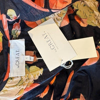 The Great NEW Cabbage Rose Print The Geranium Dress Black Floral Maxi Dress L