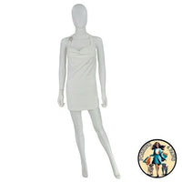 EB Denim Cowl Buckle Logo Bodycon Jersey Mini Dress in White Size M