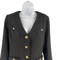 Pomander Place | NEW Black Tweed Keira Long Sleeve Mini Dress Size M