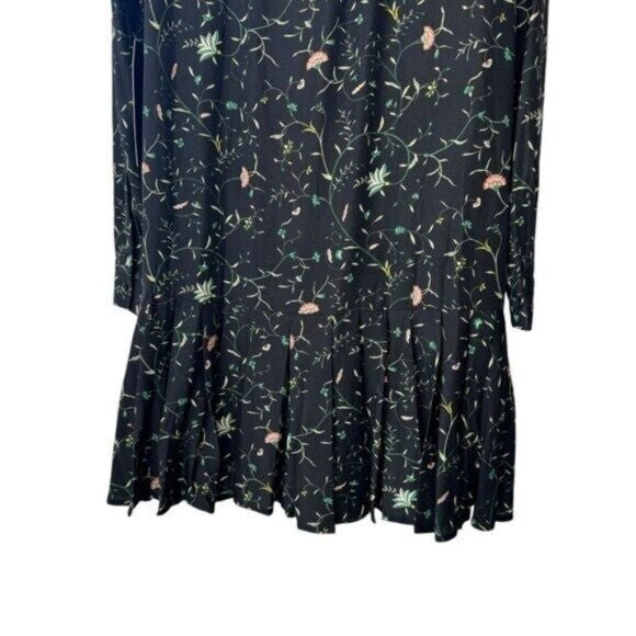 Tuckernuck NEW Campden Vine Tate Black Long Sleeve Pleated Mini Dress Size XL