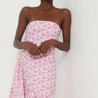 Hyacinth House | NEW Pink & White Floral Ruffle Hem Camellia Midi Dress Size XXL