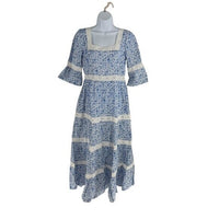 Pink City Prints NEW Celine Sky Chintz Blue Lace Floral Maxi Dress Size S