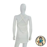 EB Denim Cowl Buckle Logo Bodycon Jersey Mini Dress in White Size M