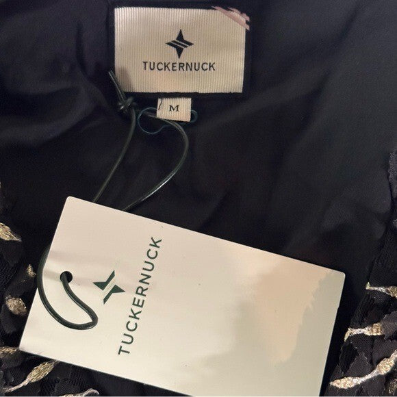 Tuckernuck | NEW Nightly Organza V-neckline Easton Top in Black & Gold Size M