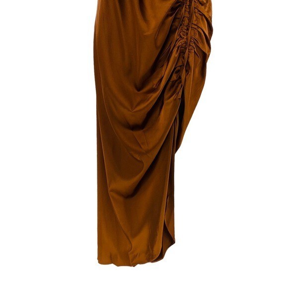 Mable x Petal and Pup NEW Angelique Open Back Satin Cognac Matching Set Size S