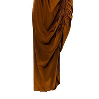 Mable x Petal and Pup NEW Angelique Open Back Satin Cognac Matching Set Size S