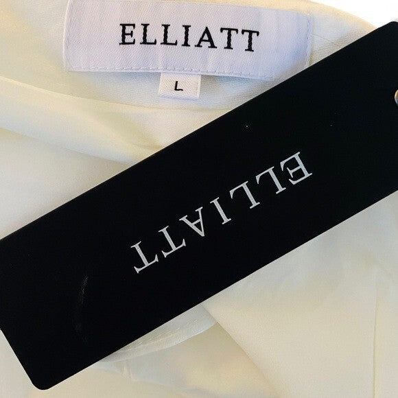 ELLIATT NEW Cassini Satin Formal One Shoulder Midi Dress in Ivory Size L