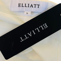 ELLIATT NEW Cassini Satin Formal One Shoulder Midi Dress in Ivory Size L