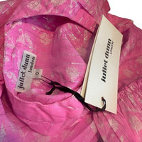 Juliet Dunn NEW Exclusive Orchid Small Flower Lurex Flared Sleeve Dress Size XS