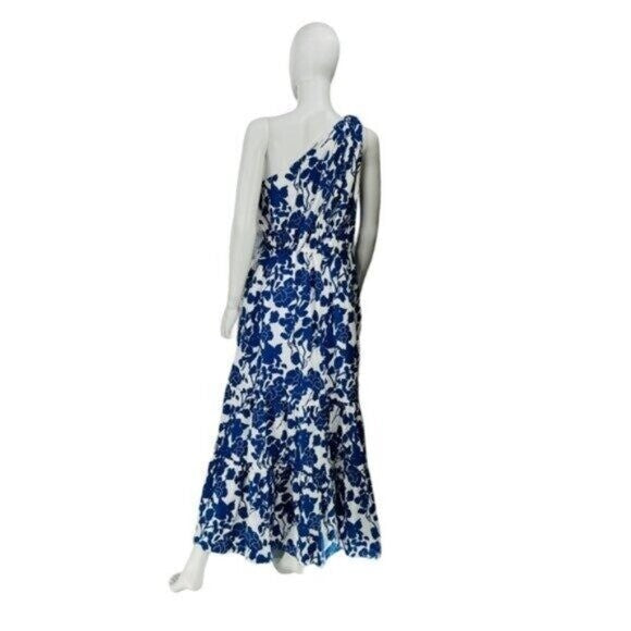 Hyacinth House NEW Blue & White Floral One Shoulder Maureen Maxi Dress Size XXS