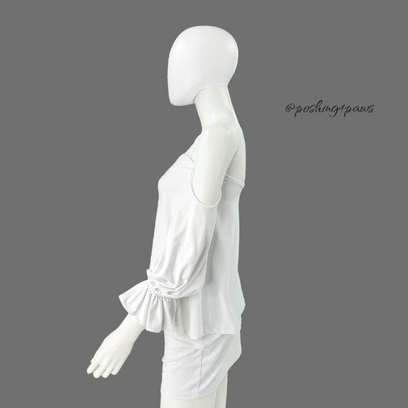 Susana Monaco White Off the Shoulder Long Sleeve Jersey Peasant Top Size S