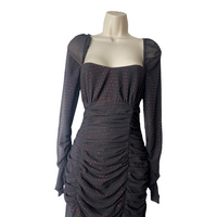 NEW DUNDAS X REVOLVE Stardust Rhinestone Black Semi Sheer Maxi Dress Size S