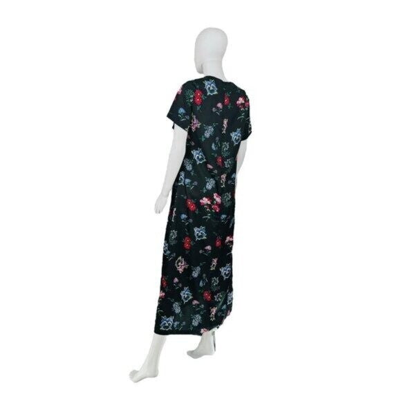 Hyacinth House NEW Black Floral Silky Riley Short Sleeve Maxi Dress Size XXS